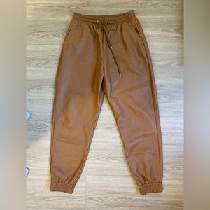 Faux-leather joggers